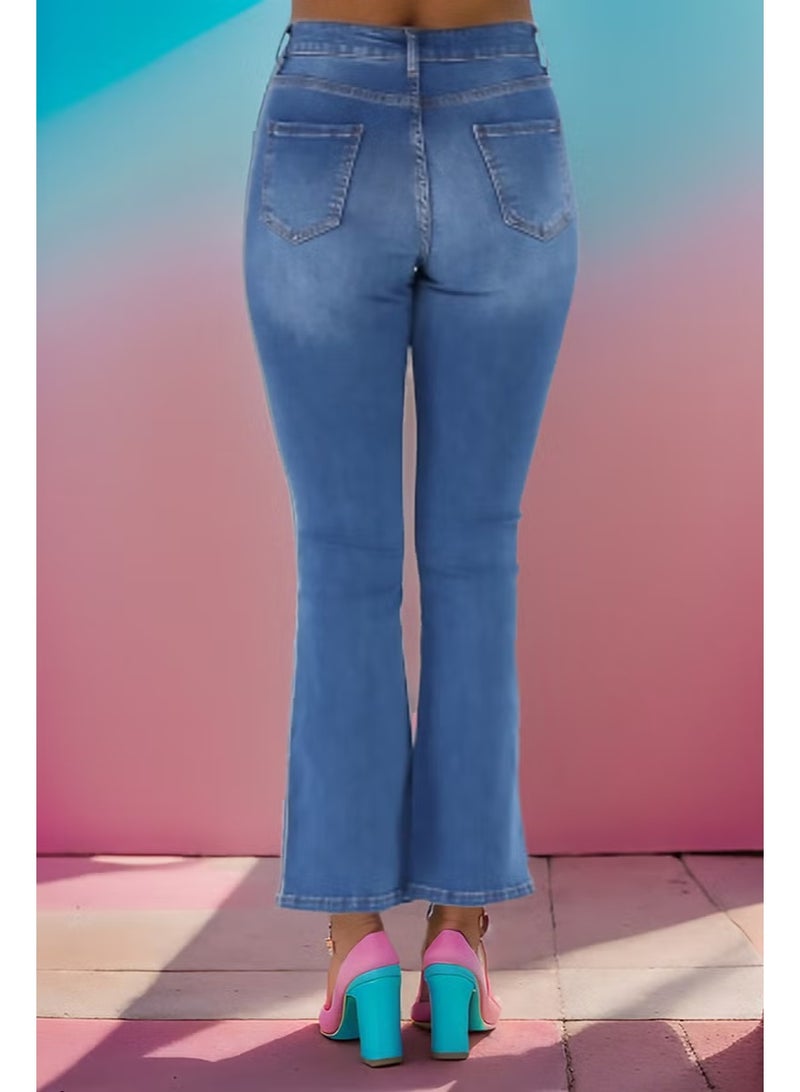 Cedy Denim Women's Spanish Leg High Waist Denim Pants Skinny Fit Jean - C605 - Image 1